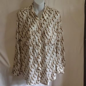 Chico's Blouse size 2 12  Whimsy Cheetah Shirt
